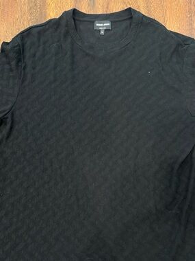 Giorgio Armani Black Textured Short Sleeve Crew Tee